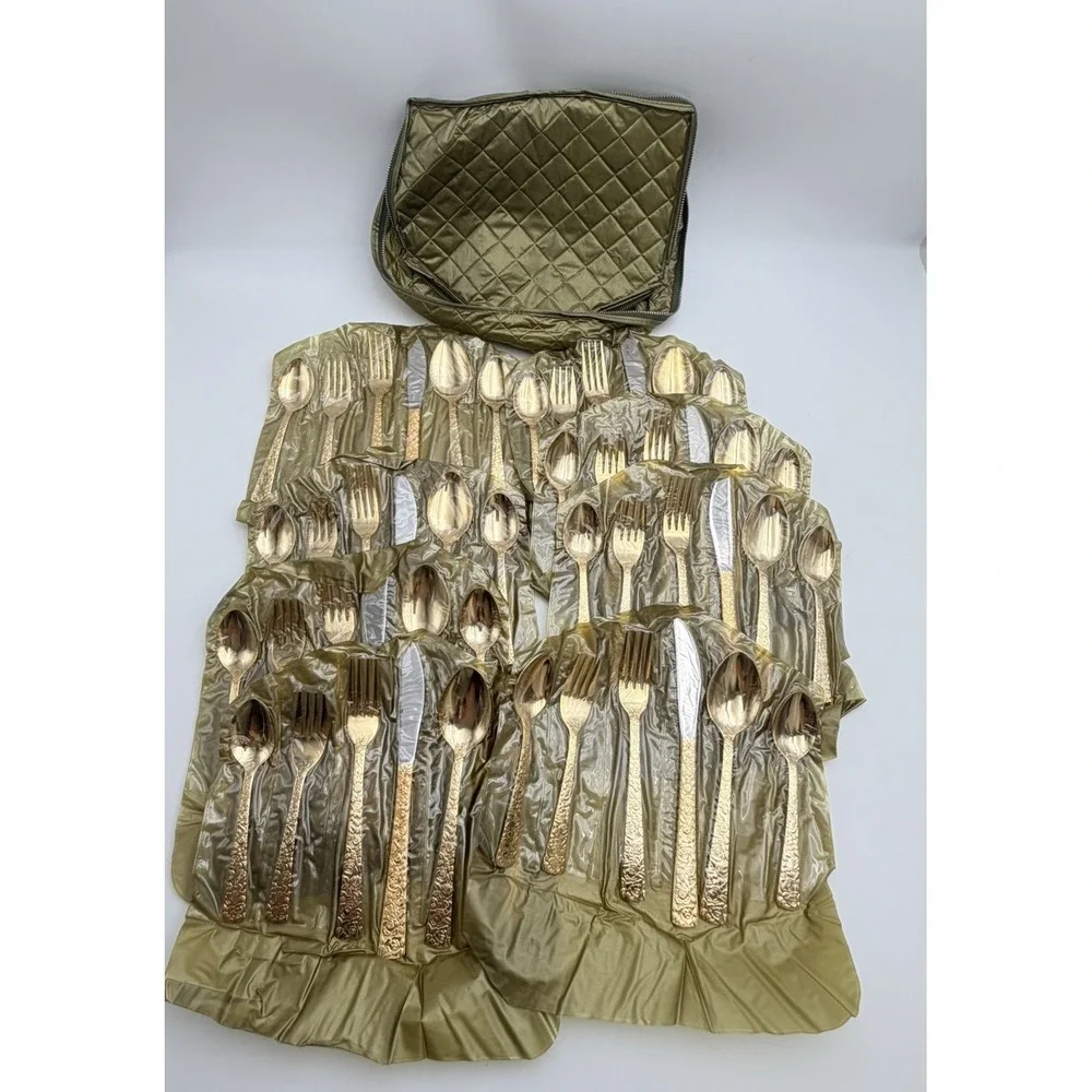 Cellini Romanesque Gold Electroplated Flatware MCM Japan Silverware Vintage